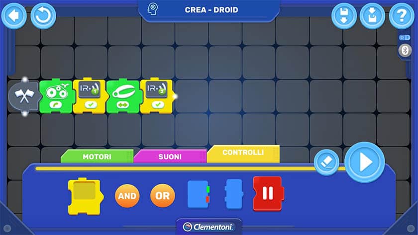 Screenshot van de Clementoni RoboMaker Pro app (Android)